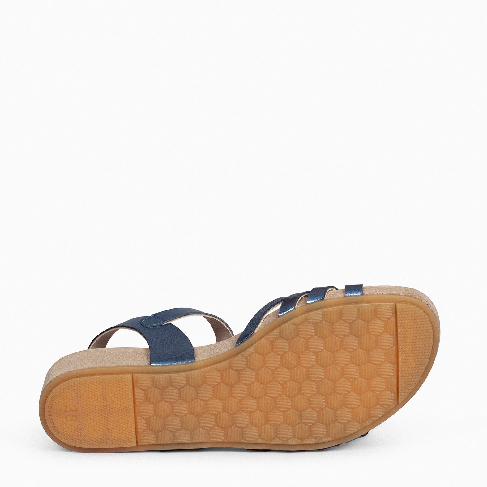 MESINA - Sandalias de cuña y tiras metalizadas AZUL
