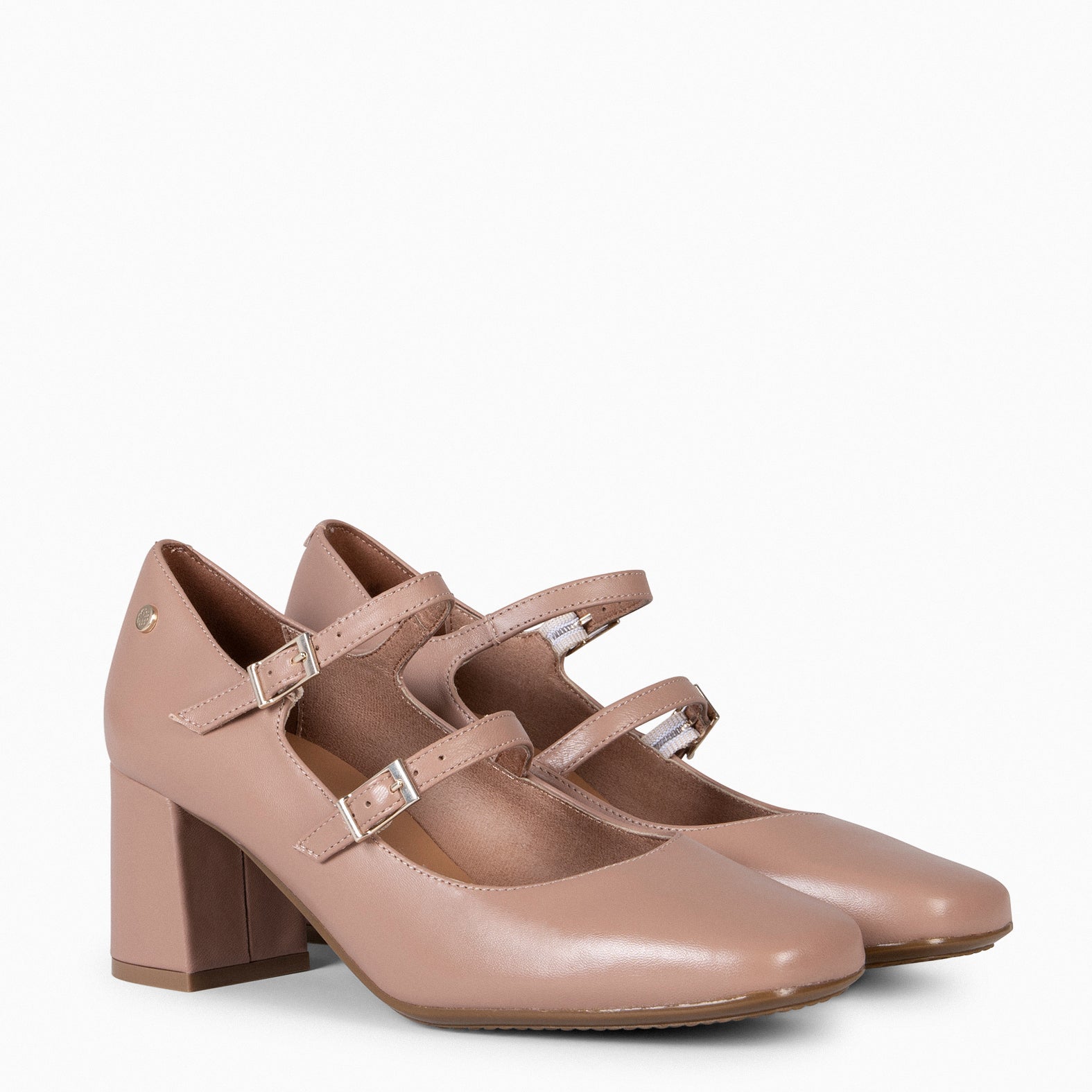 FEBRIS - Zapatos de piel con doble pulsera NUDE