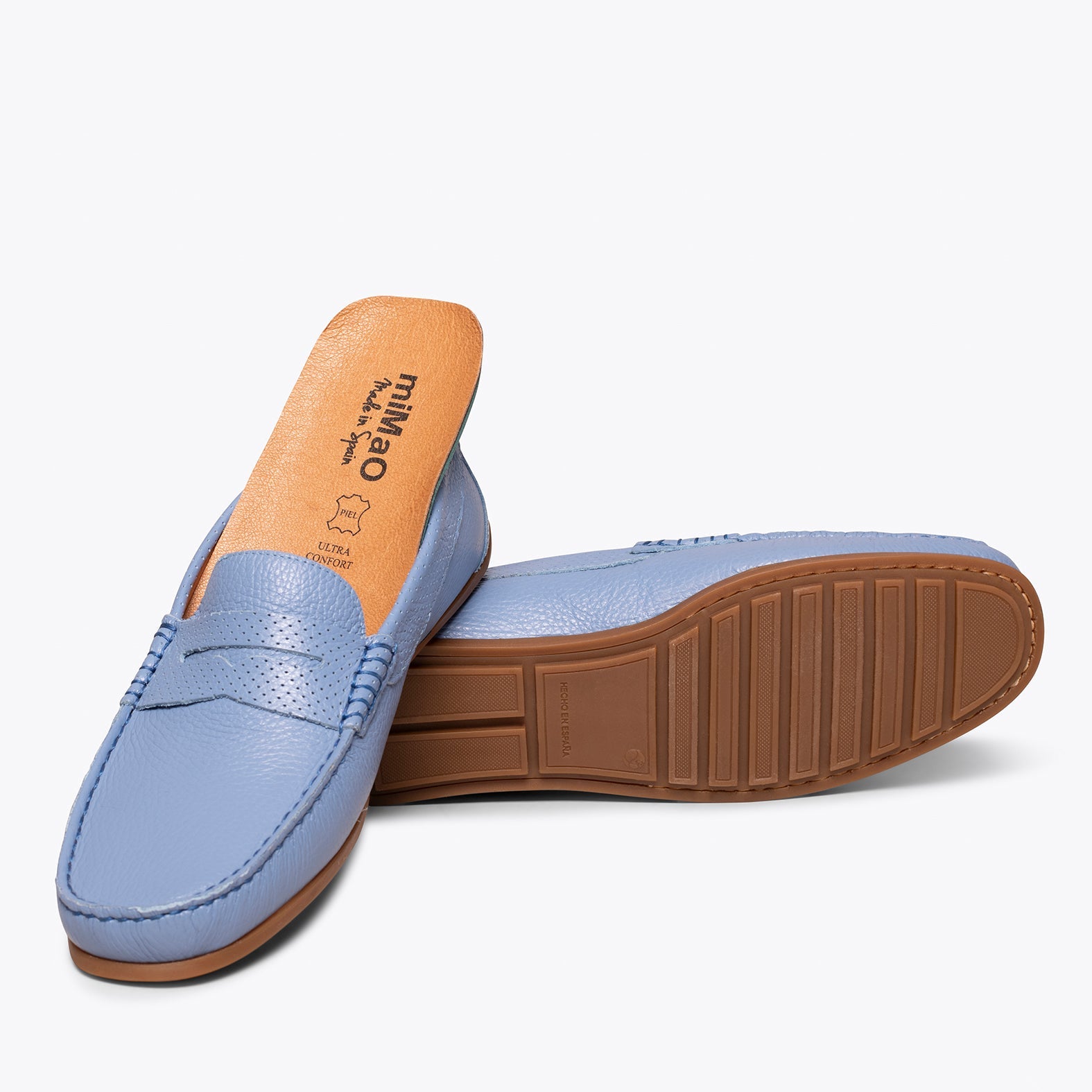 MOCASÍN Calzado casual para hombre de piel AZUL CLARO