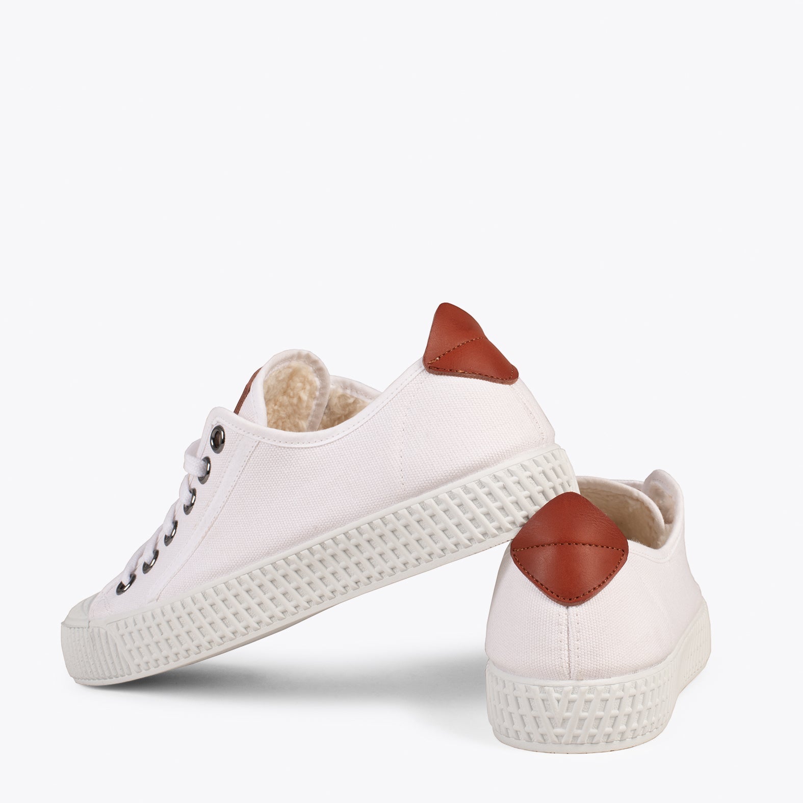 BAMBA - Zapatillas de lona hidrófuga con borreguito BLANCO