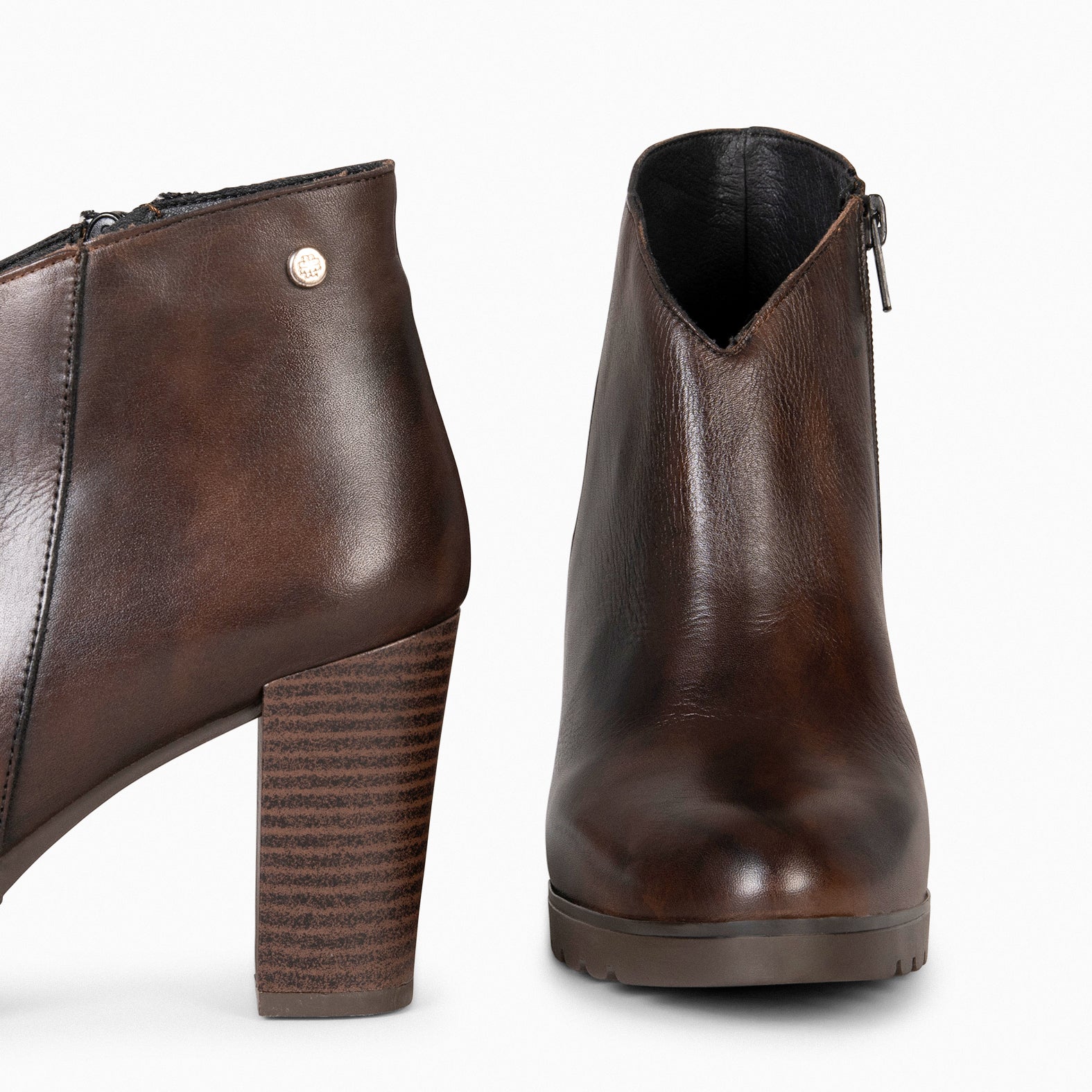 CLASSIC - Botines de mujer con tacón en MARRON