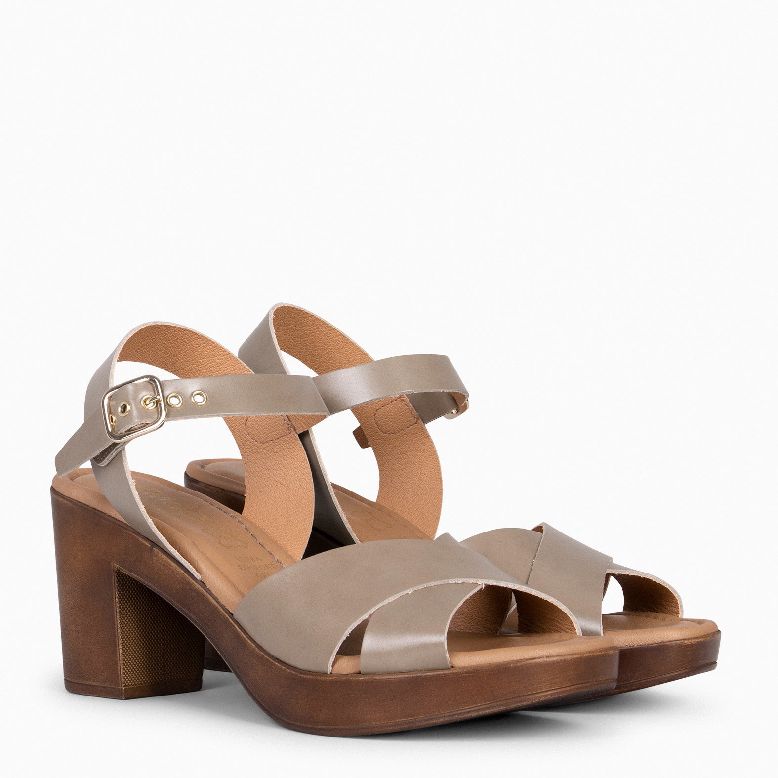 TAVIRA - Sandalias de tacón ancho TAUPE