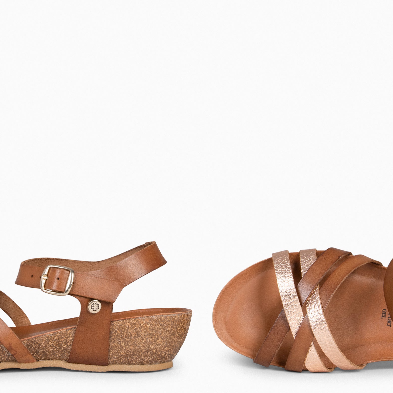 HANAE - Sandalias BIO Multitiras cruzadas MARRÓN
