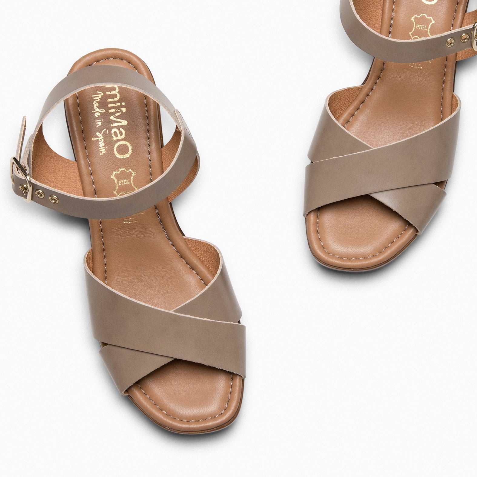 TAVIRA - Sandalias de tacón ancho TAUPE