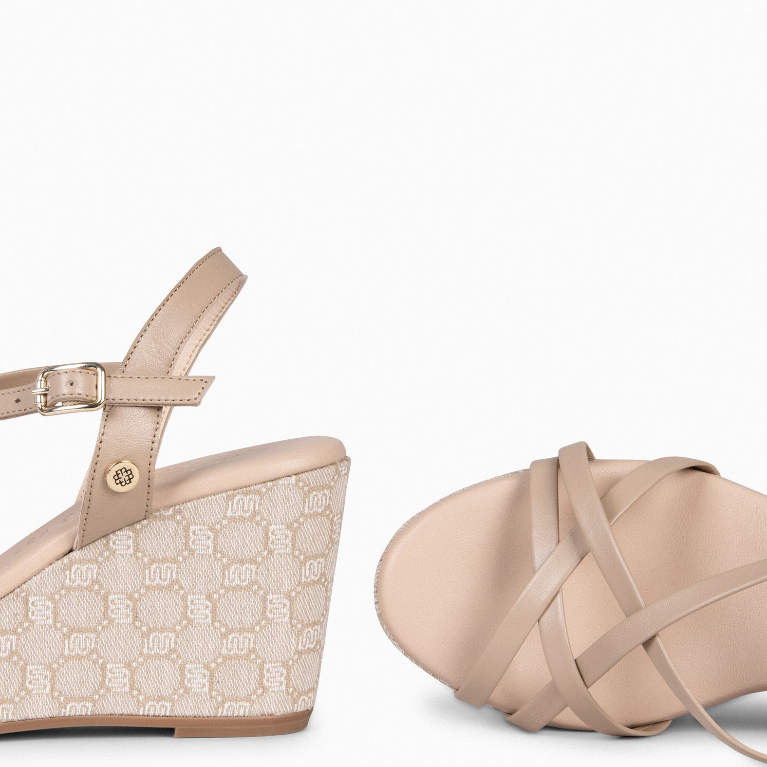 VALENTINA - Sandalias cuña TAUPE
