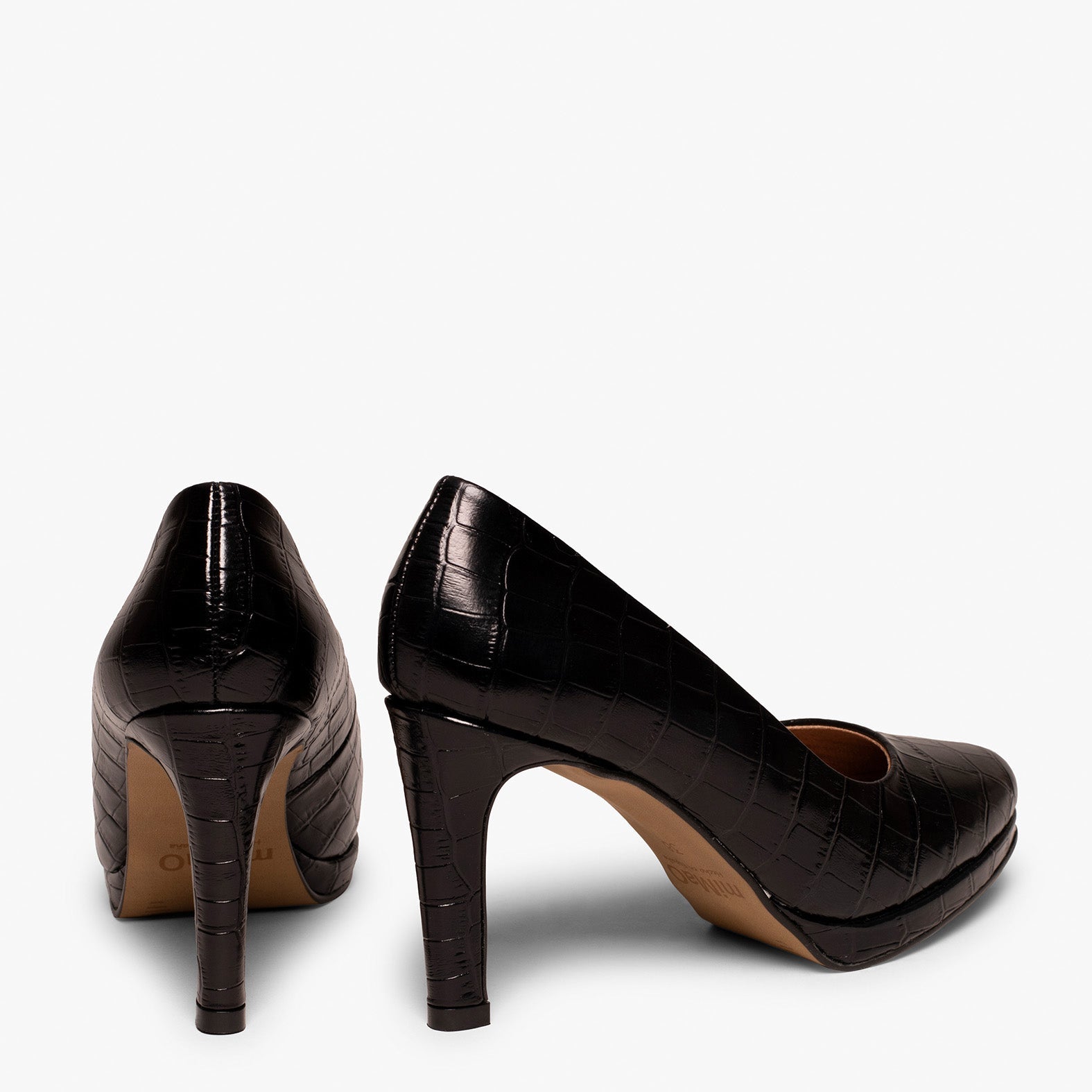 PLATAFORMA - Zapatos de tacón fino estampado coco NEGRO