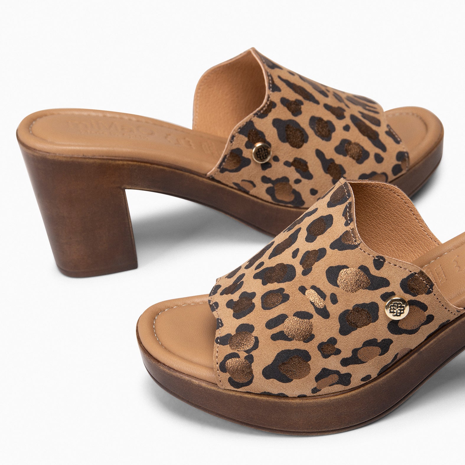 ADELA - Zuecos con tacón LEOPARDO