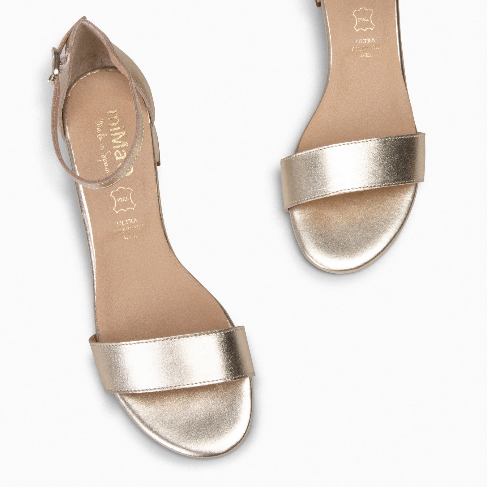 BEATRIZ – Sandalias de tacón ancho PLATINO