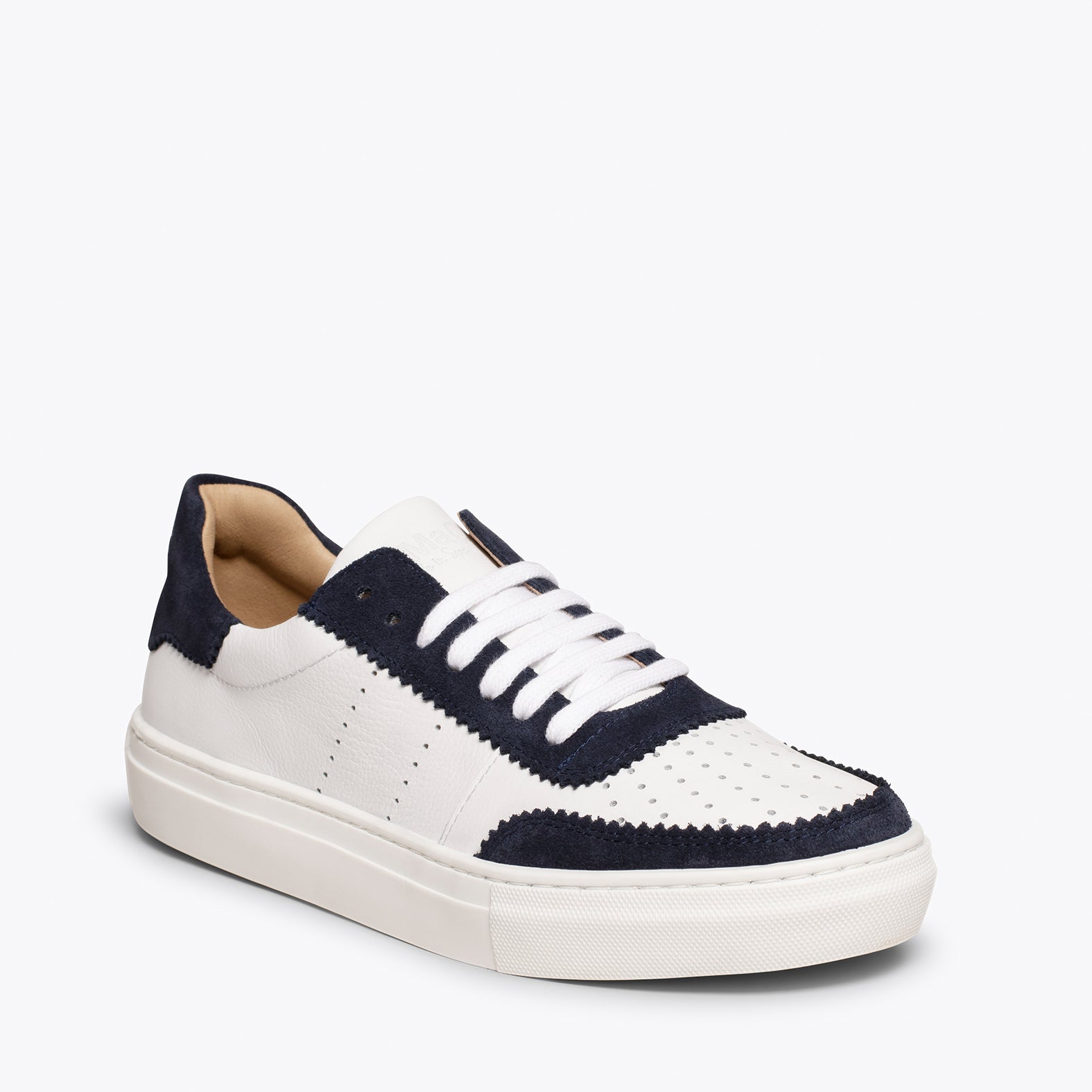 ROLLER Zapatillas Blancas de mujer con festón AZUL MARINO