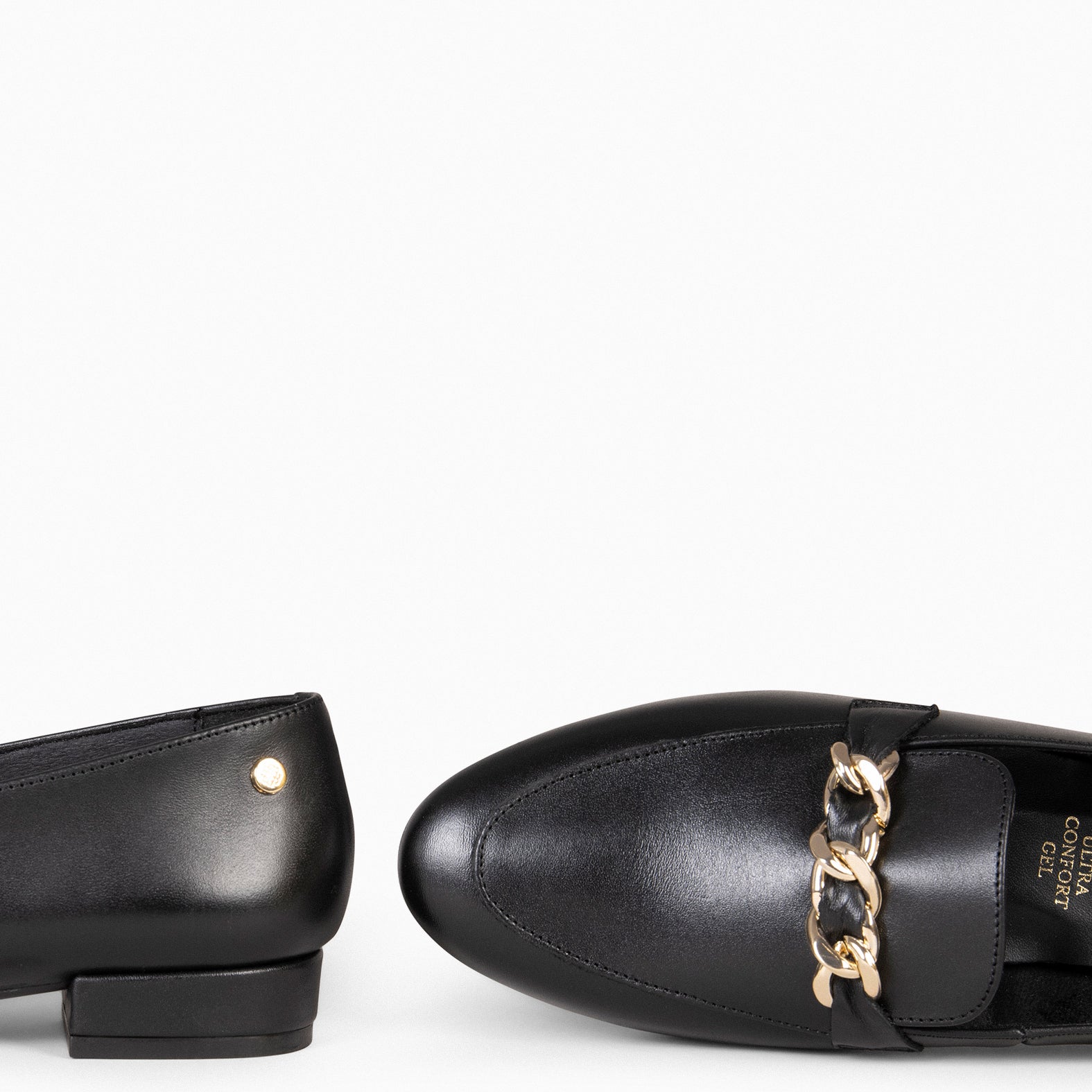 CHAIN - Mocasines planos con adorno metalizado NEGRO