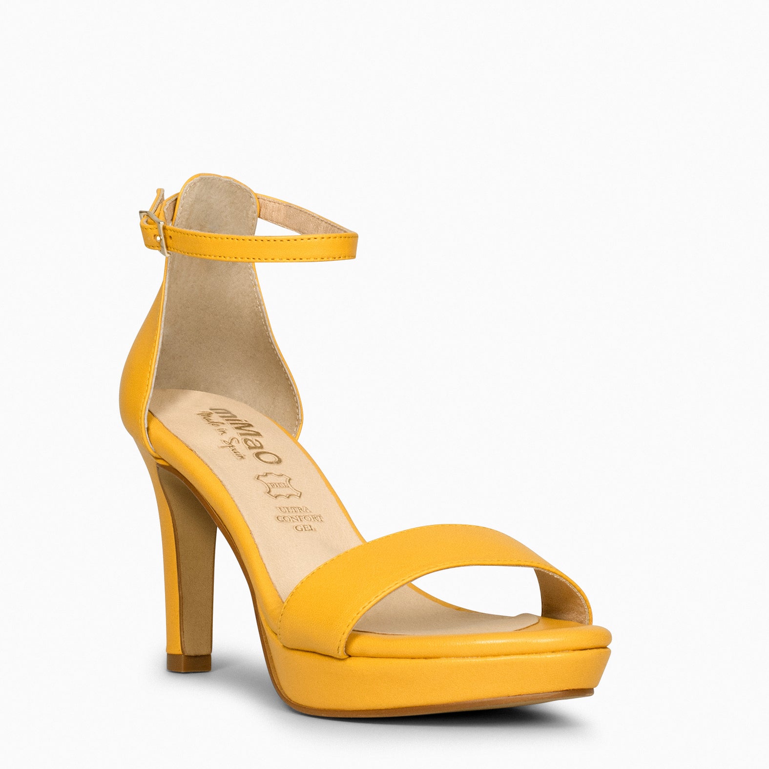 FIESTA - Sandalias de tacón alto y plataforma MOSTAZA