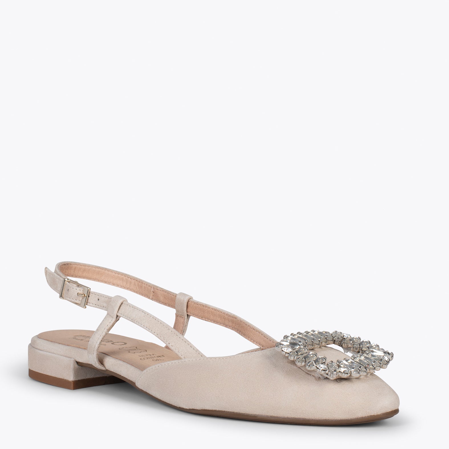 BRUNCH CRISTAL - Zapatos planos destalonados con adorno de cristal TAUPE