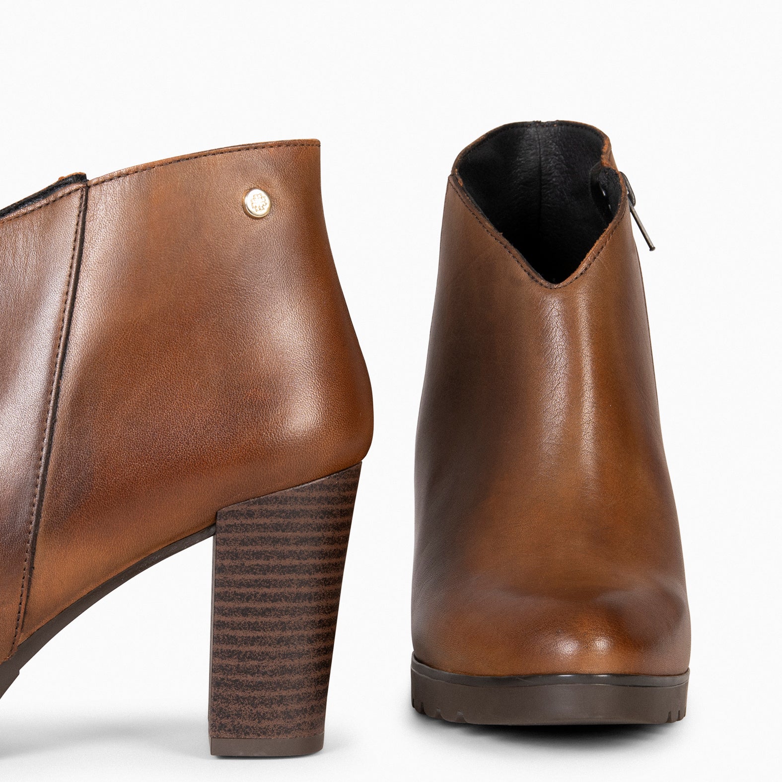CLASSIC - Botines de mujer con tacón en CAMEL