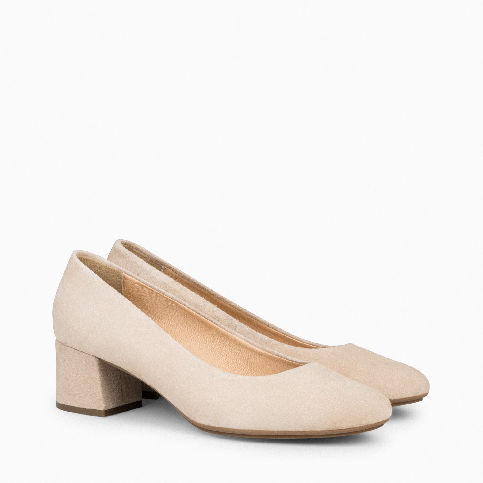 URBAN REDONDO - Zapatos de tacón bajo de ante BEIGE