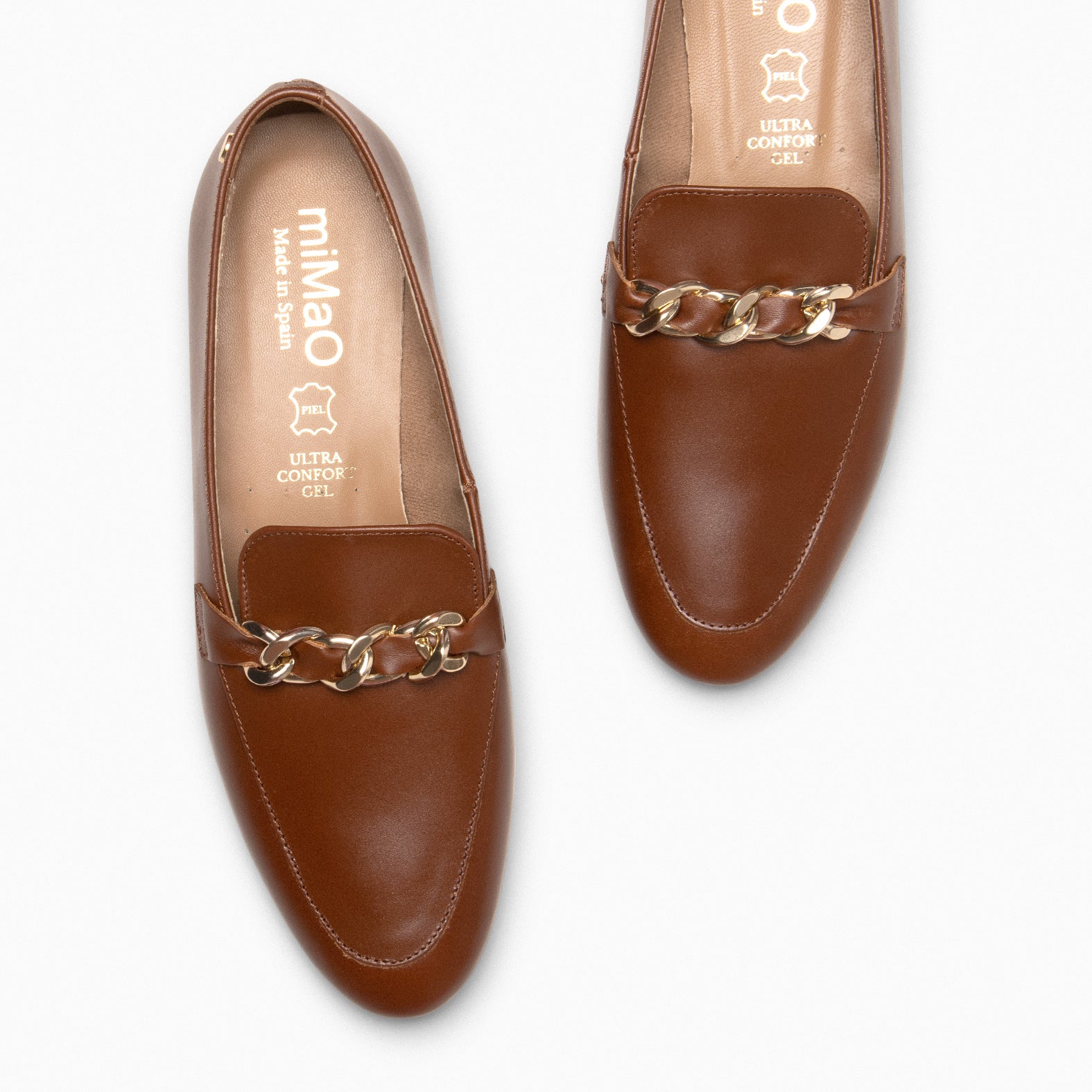 CHAIN – Mocasines planos con adorno metalizado MARRON