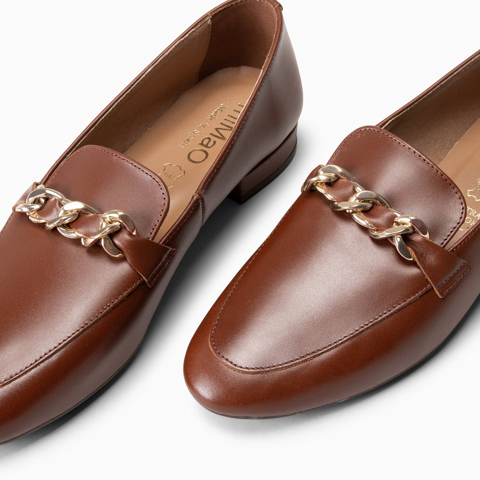 CHAIN – Mocasines planos con adorno metalizado MARRON