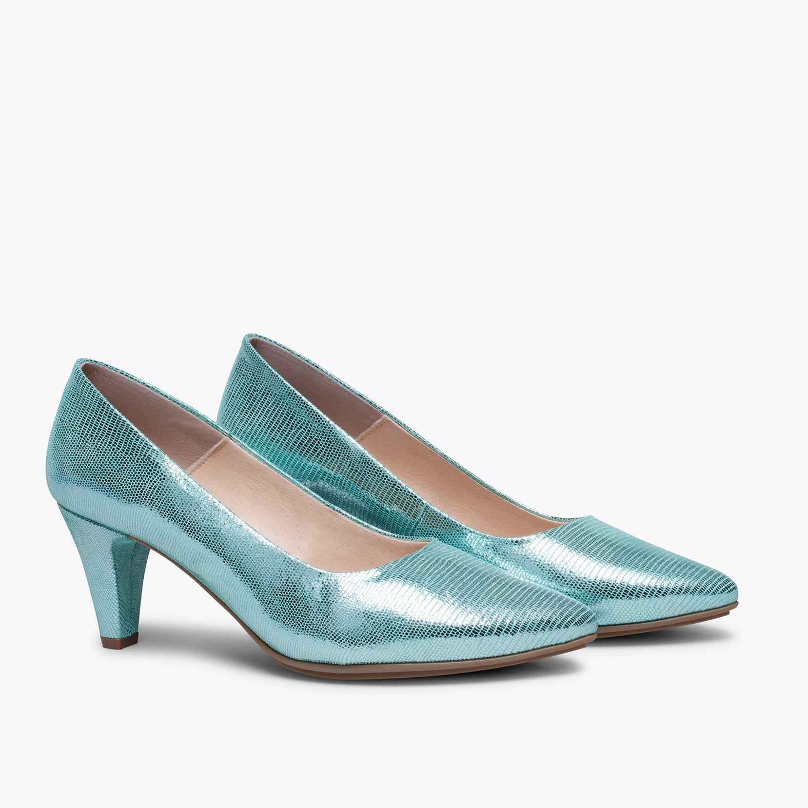 URBAN DIAMOND Zapato de tacón de piel metalizada TURQUESA