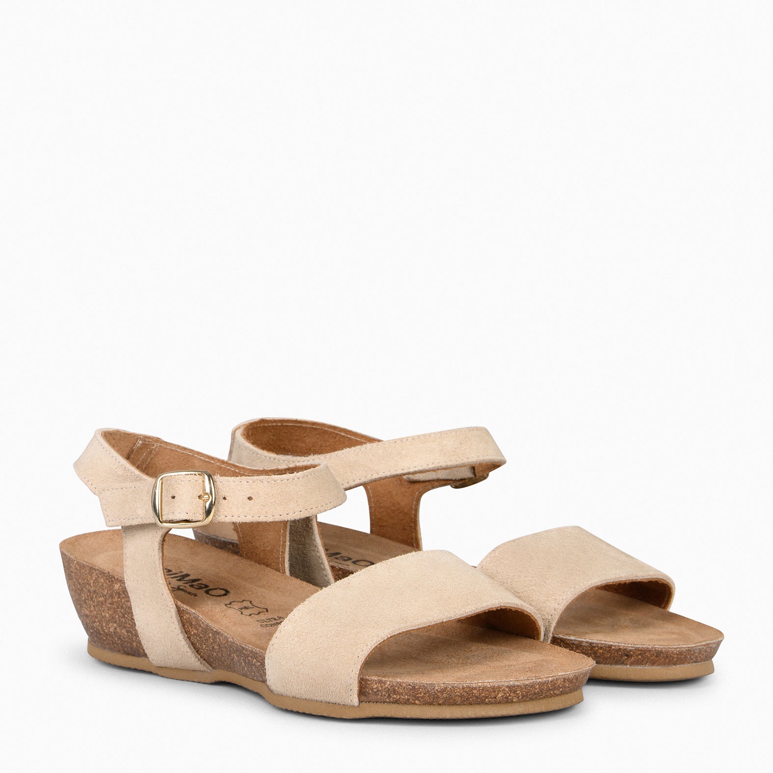 OAK – Sandalias Bio de serraje con cuña BEIGE