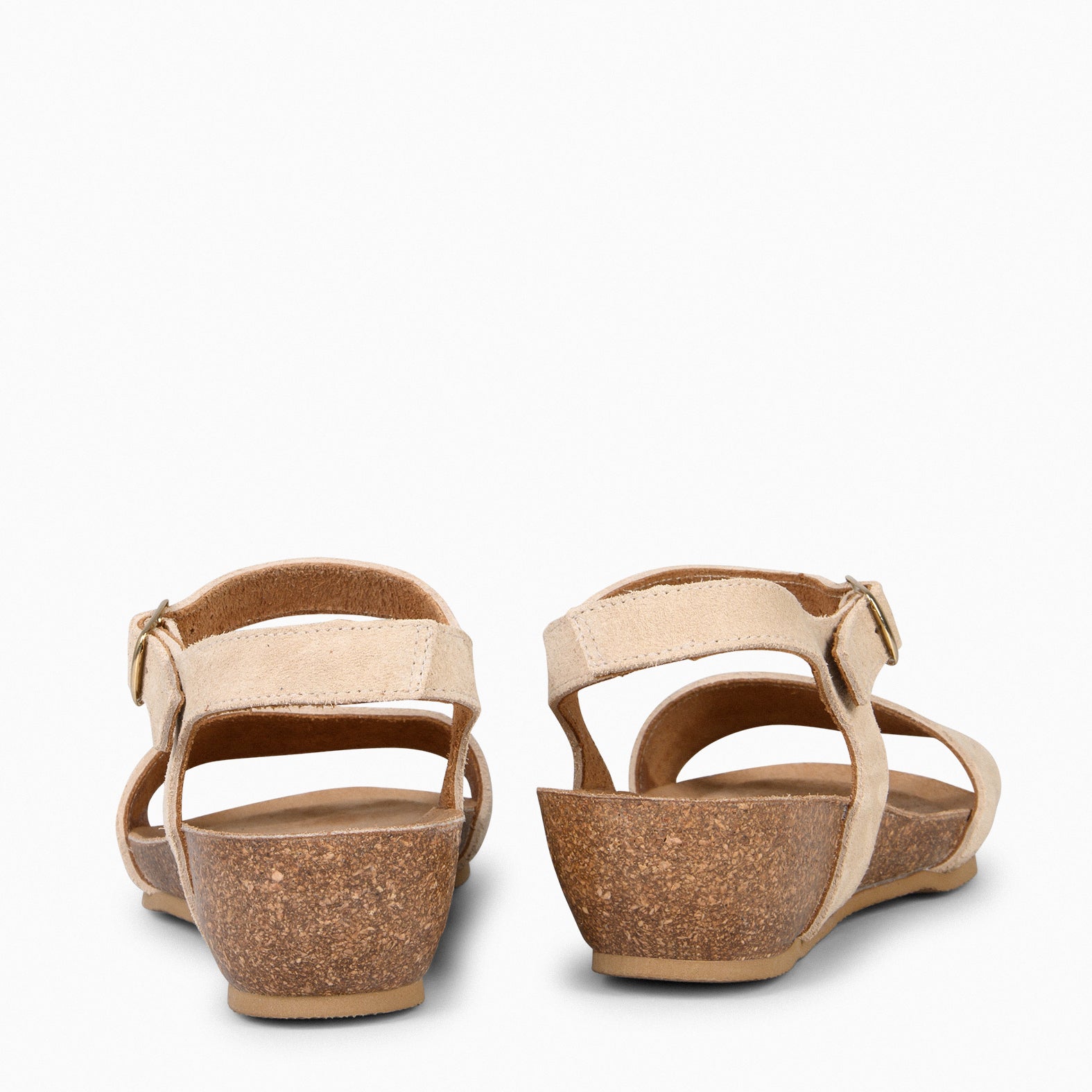 OAK – Sandalias Bio de serraje con cuña BEIGE