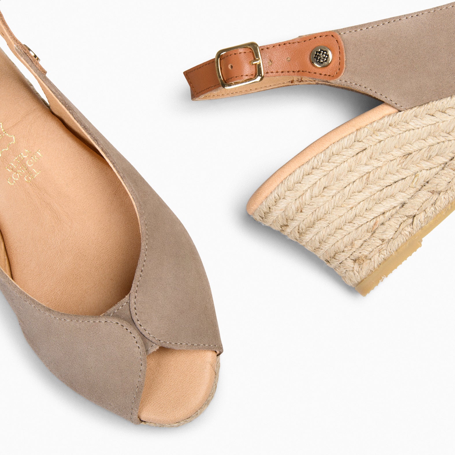 PETRA - Cuñas de esparto con plataforma TAUPE