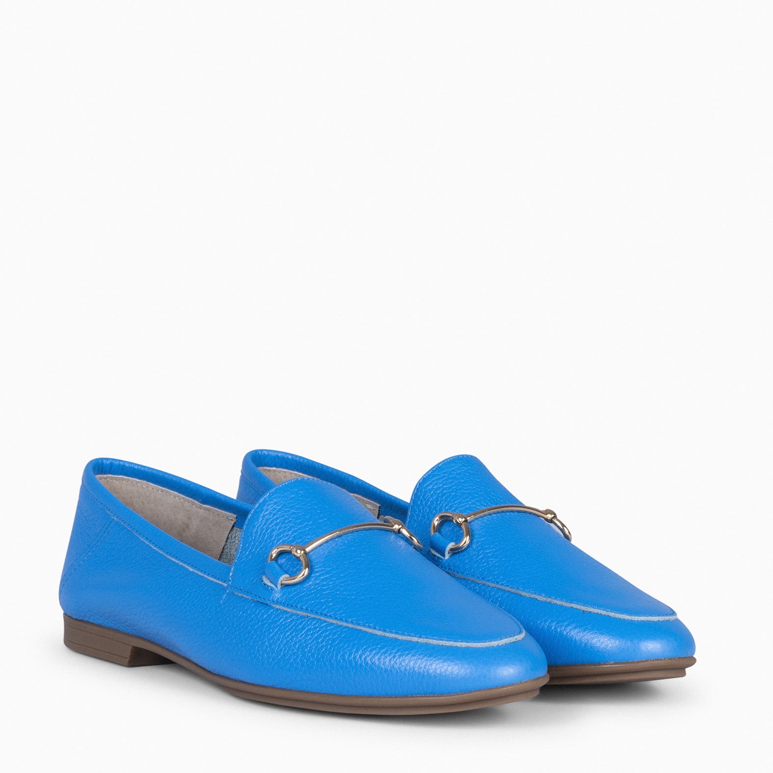 STYLE – Mocasines planos con adorno metalizado AZUL