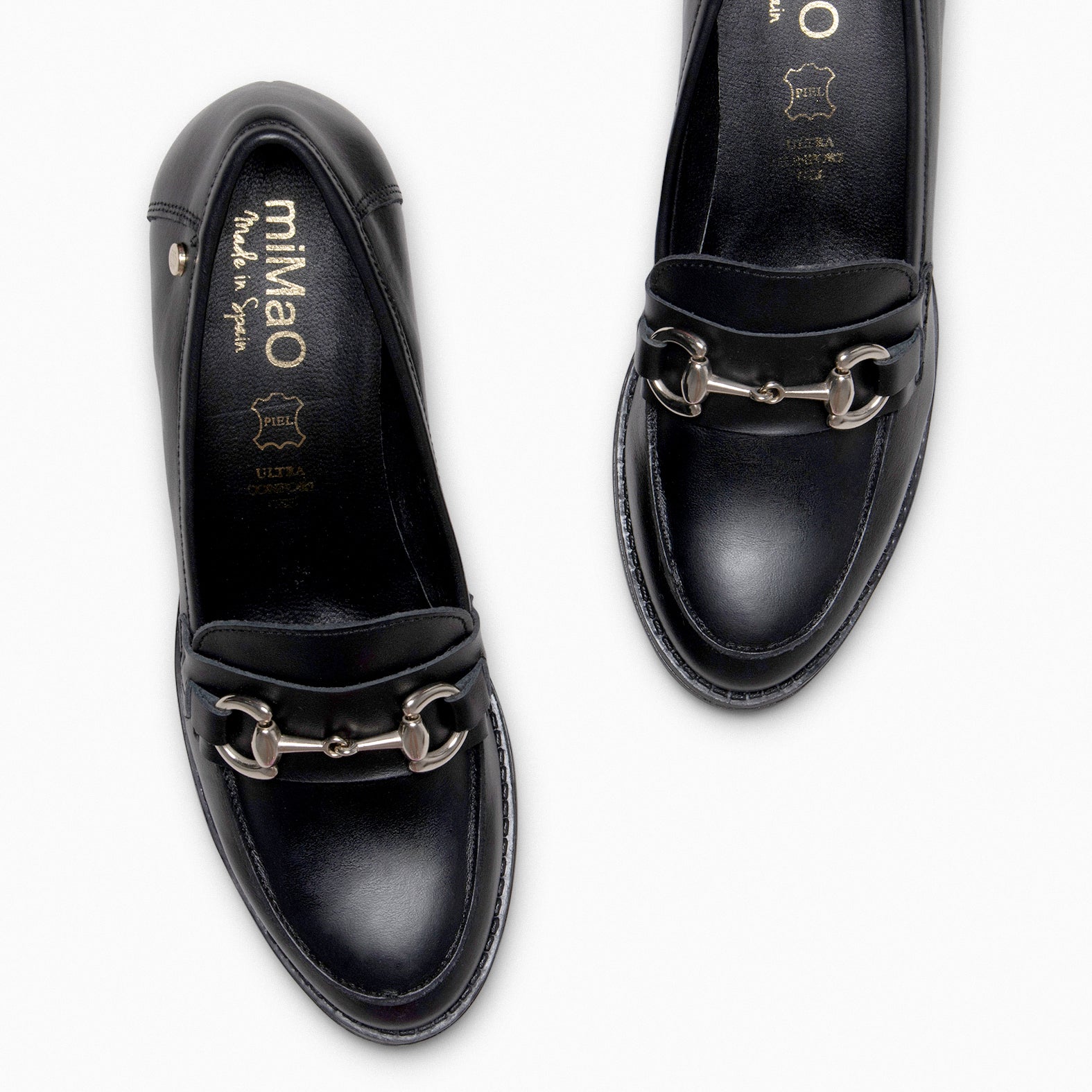 FABIOLA – Mocasines con tacón de napa NEGRO