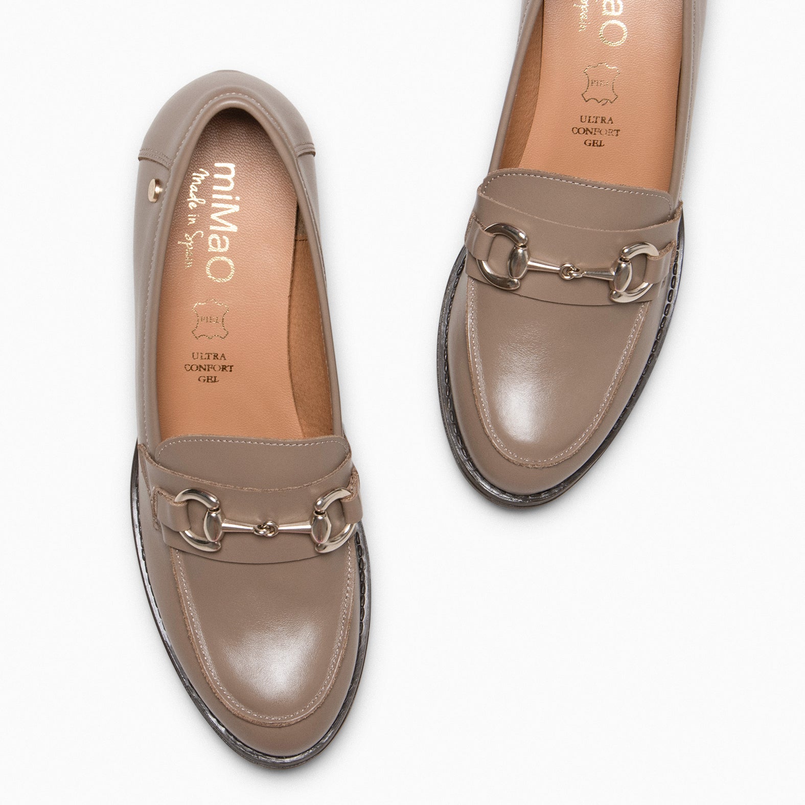 FABIOLA - Mocasines con tacón de napa TAUPE
