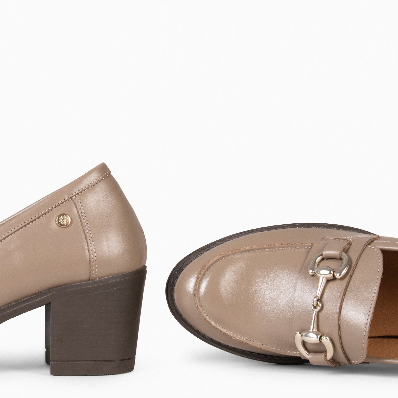 FABIOLA - Mocasines con tacón de napa TAUPE