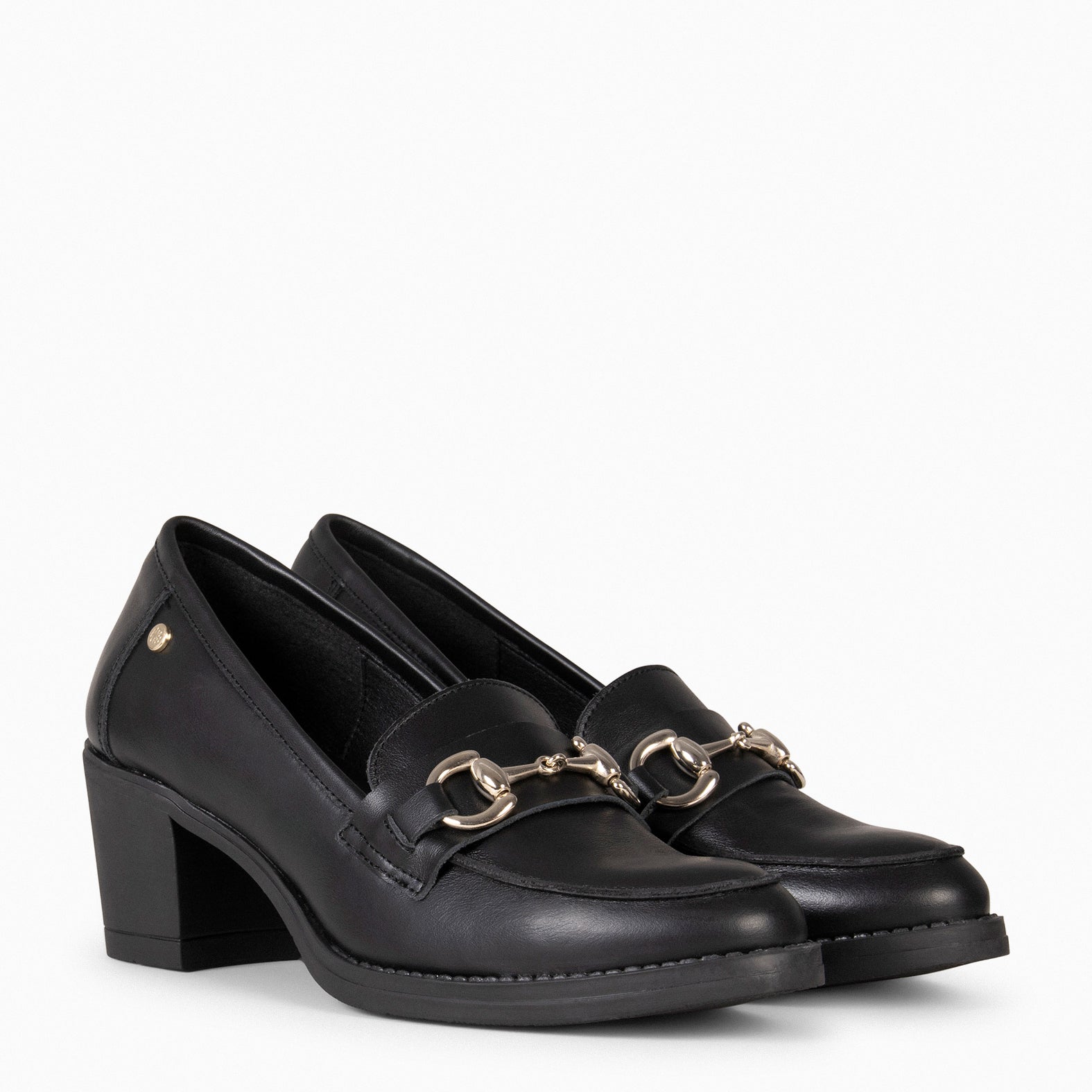 FABIOLA – Mocasines con tacón de napa NEGRO