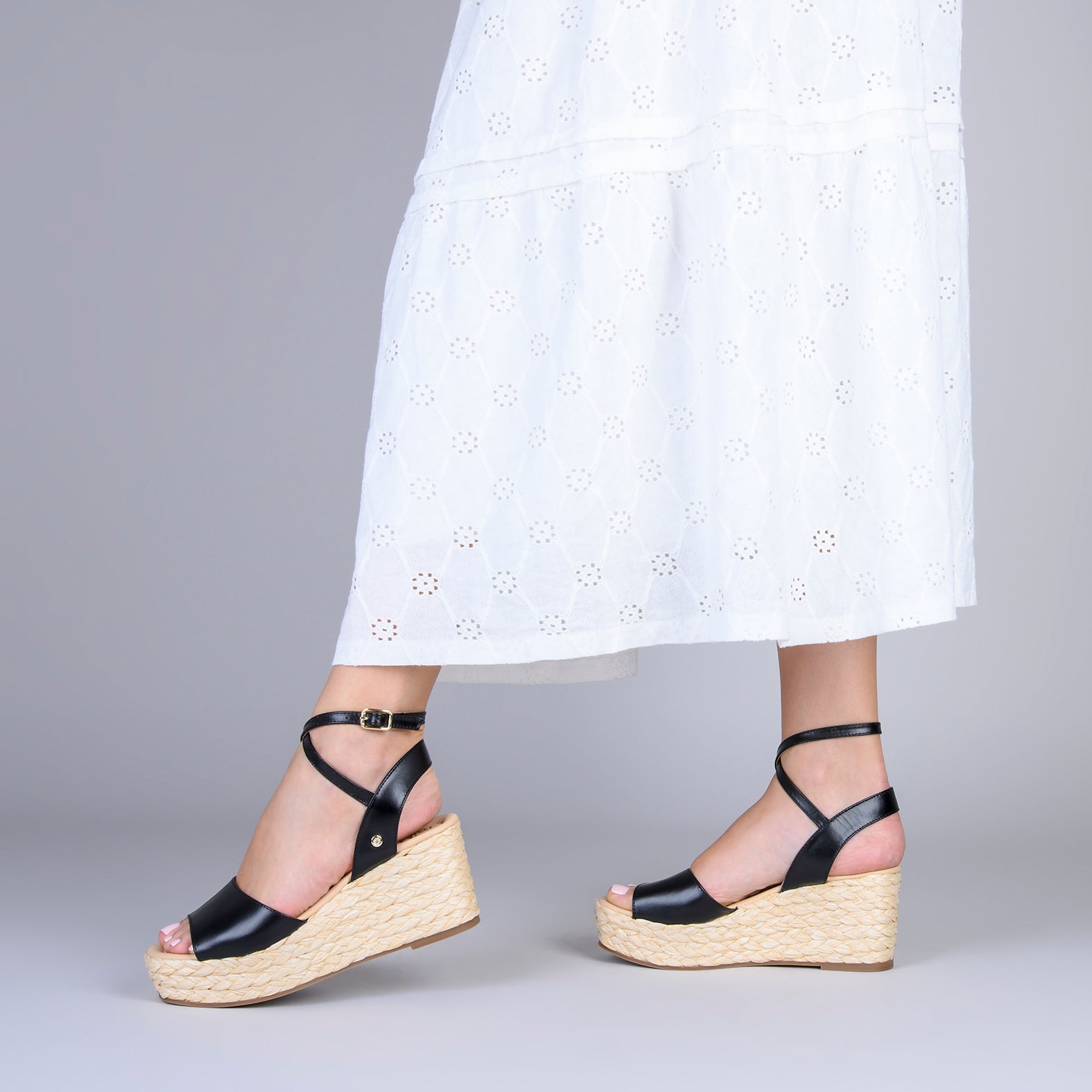 SINTRA – Sandalias de cuña y plataforma NEGRO