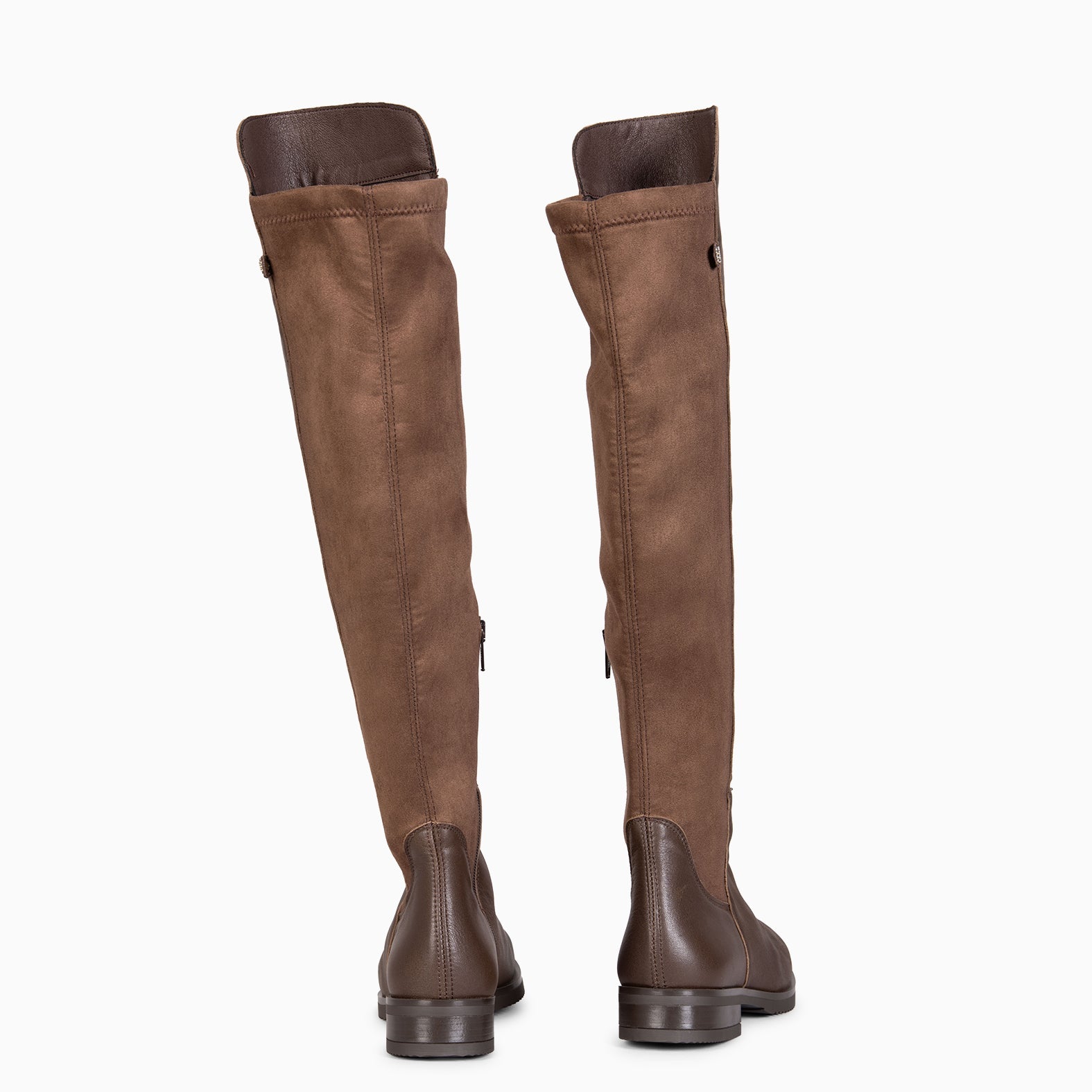 LIA - Bota alta de piel MARRON