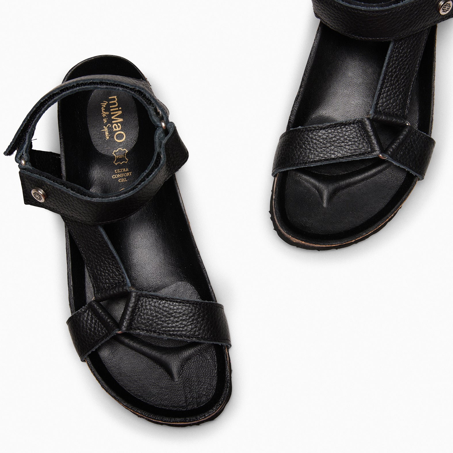 LAURA - Sandalias BIO con velcro NEGRO