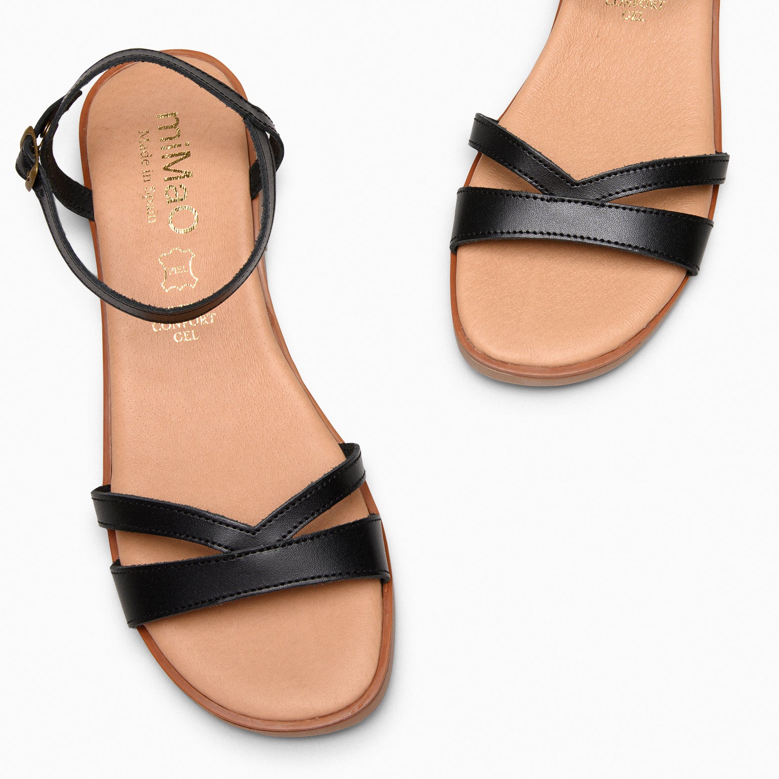 YAUNDE – Sandalias planas cómodas NEGRO