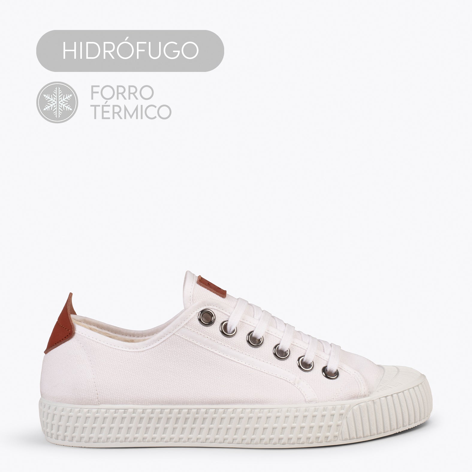 BAMBA - Zapatillas de lona hidrófuga con borreguito BLANCO