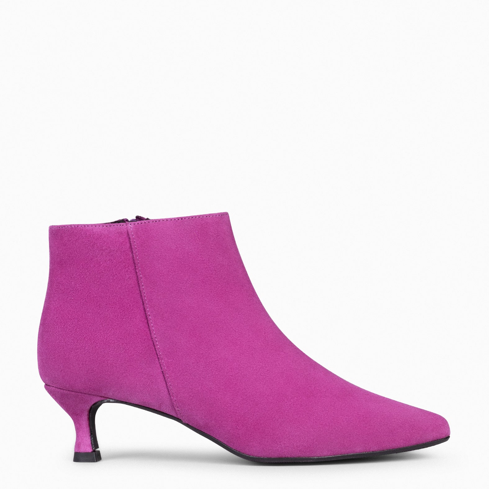 ROYAL - Botines tacón bajo FUCSIA serraje