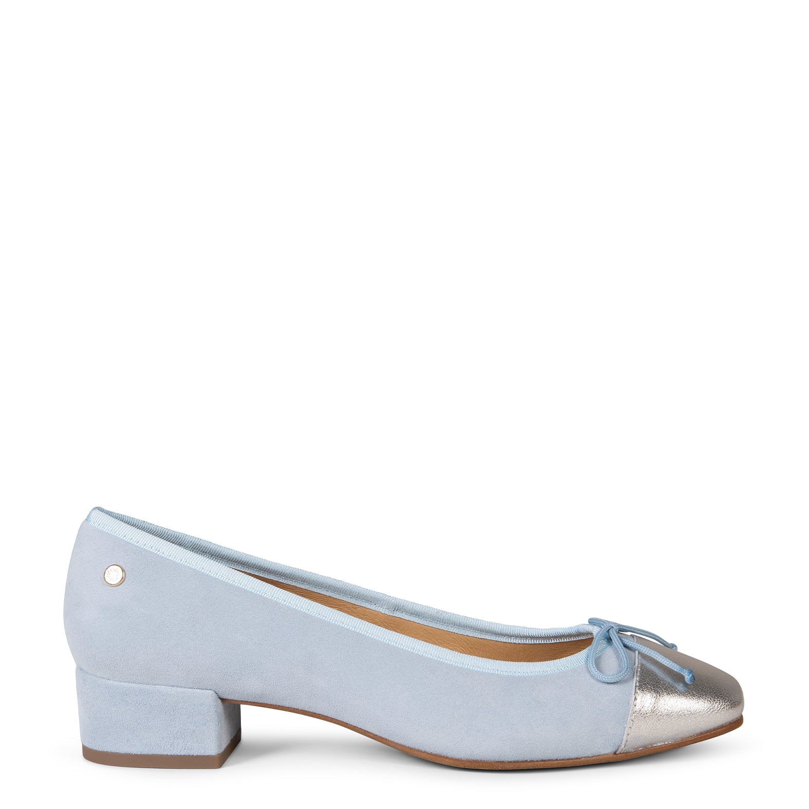GLAMOUR – Bailarinas con tacón y puntera de napa AZUL