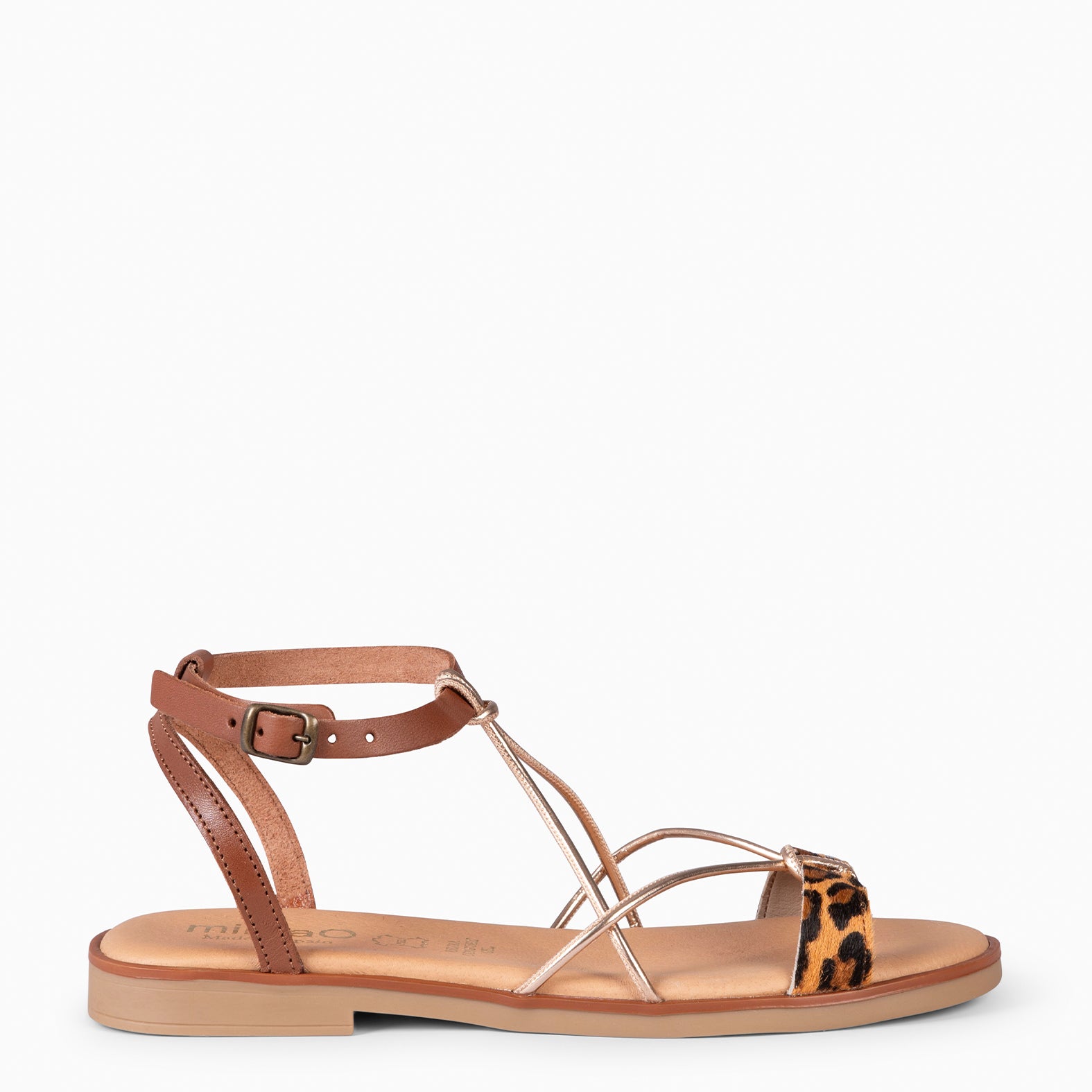 AMONET – Sandalias planas elegantes LEOPARDO