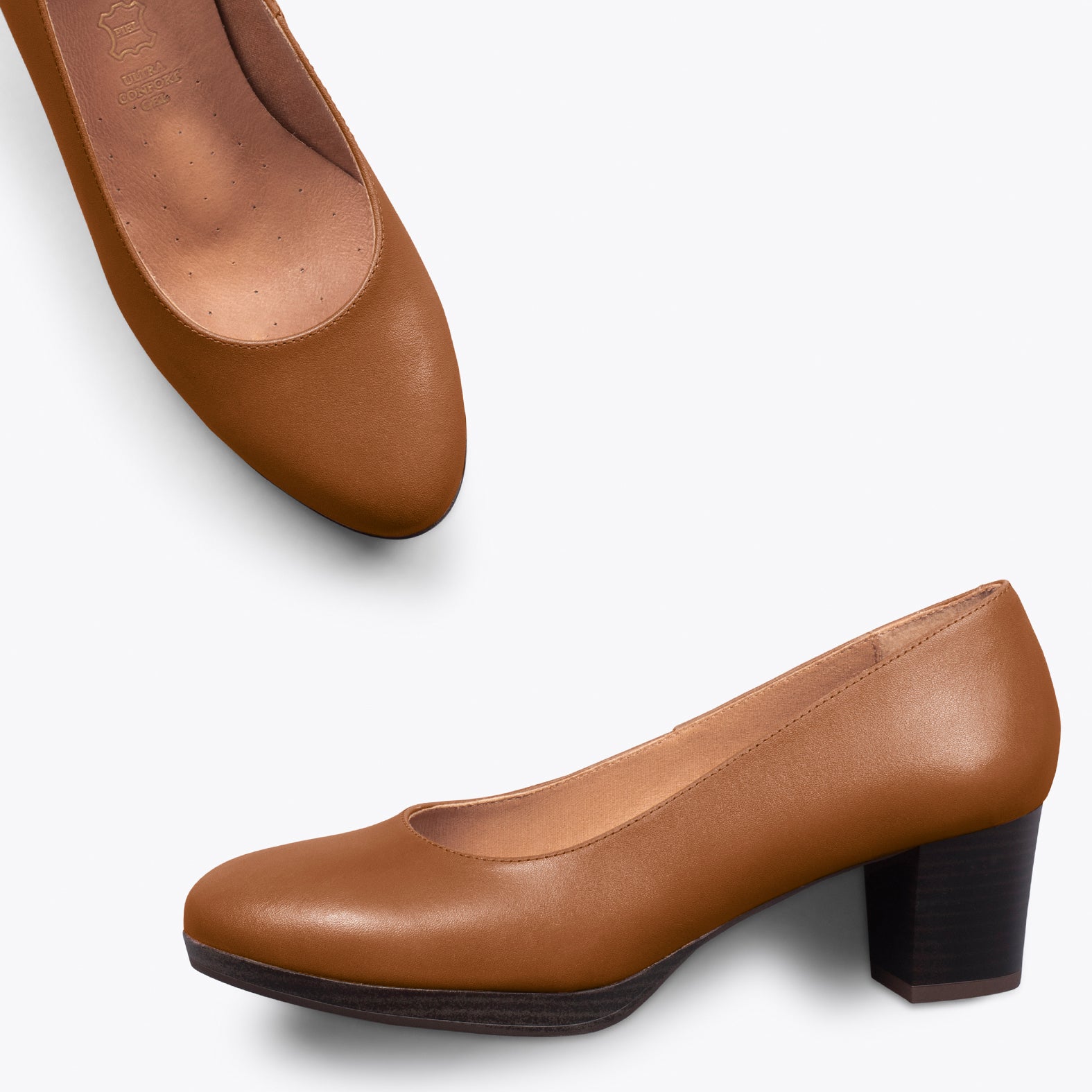 AZAFATA S - Zapatos de tacón bajo con plataforma MARRÓN