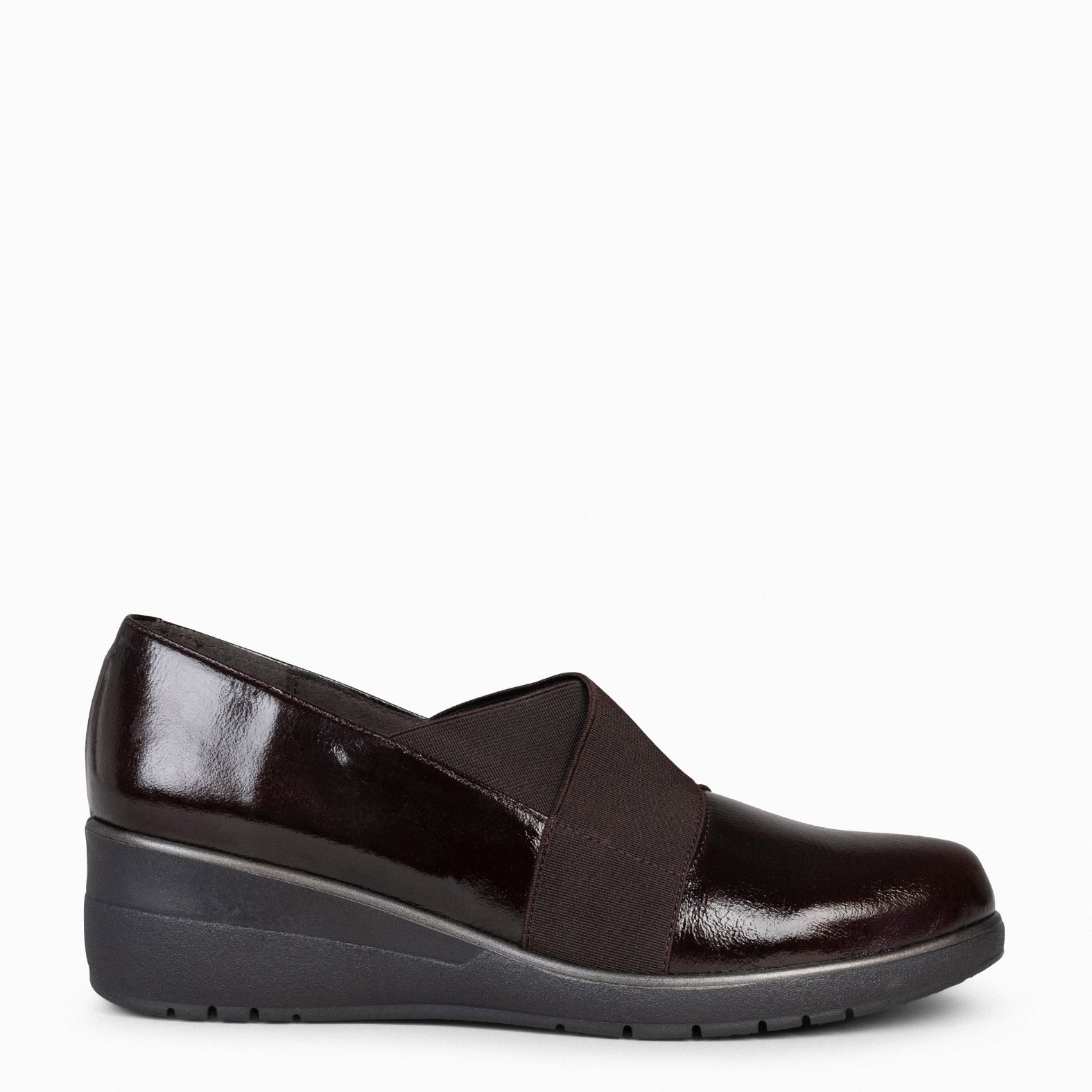 LIA - Zapatos de cuña con tiras elásticas MARRÓN