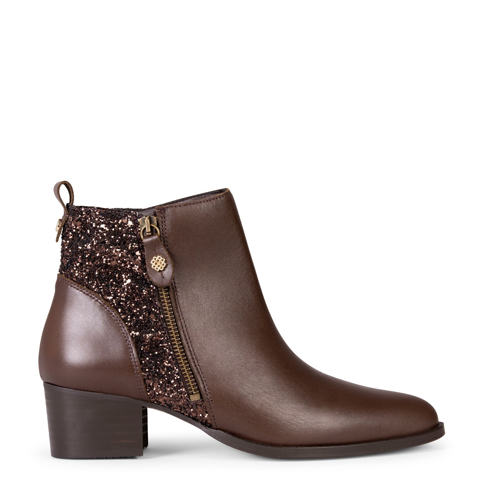 REBECA - Botines de tacón MARRON GLITTER