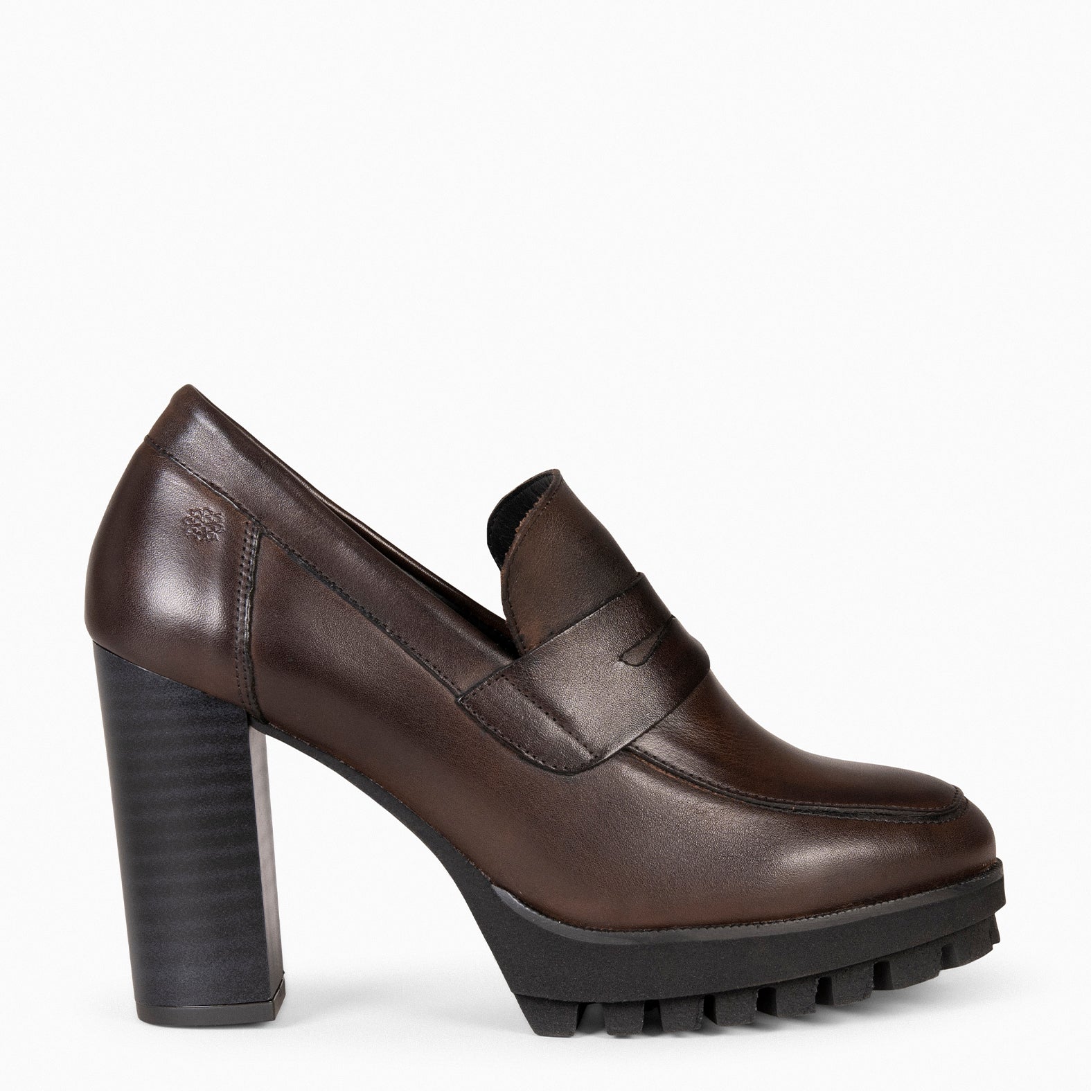 TREND - Mocasín con tacón y plataforma MARRON