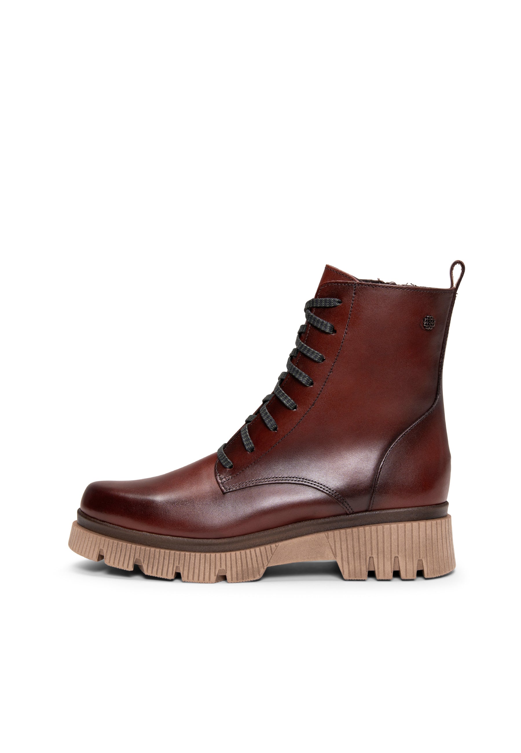 STONE - Botines militares de piel MARRON