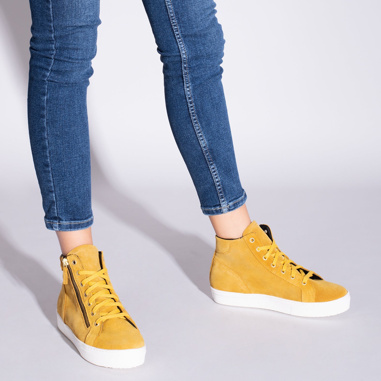 STAR - Zapatillas con plataforma de mujer MOSTAZA