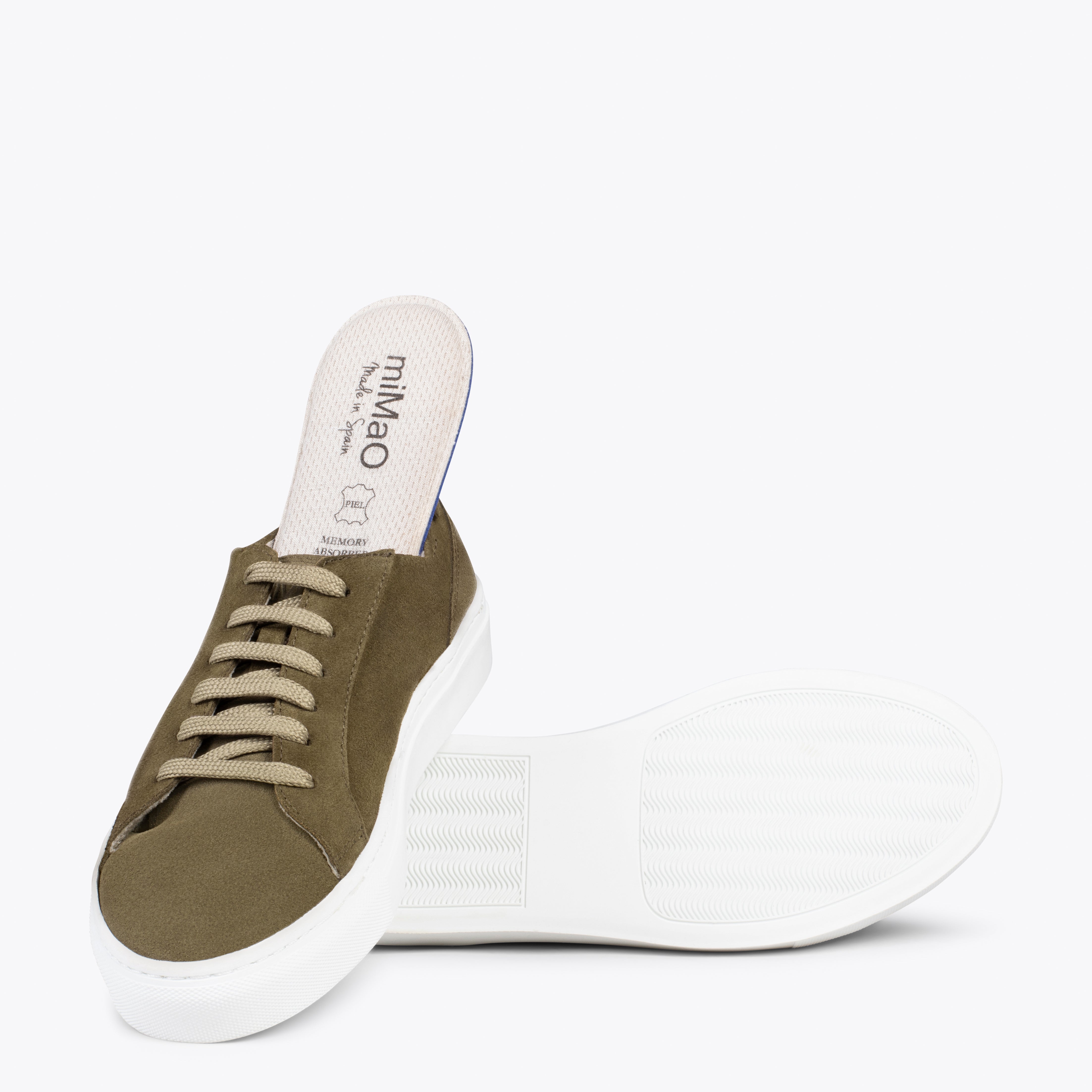 ENJOY – Sneakers de piel de serraje VERDE