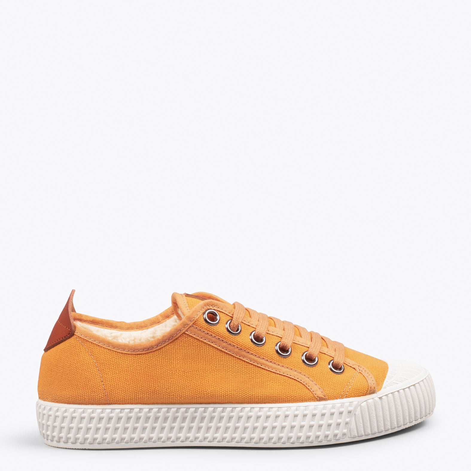 BAMBA - Zapatillas de lona hidrófuga con borreguito MOSTAZA