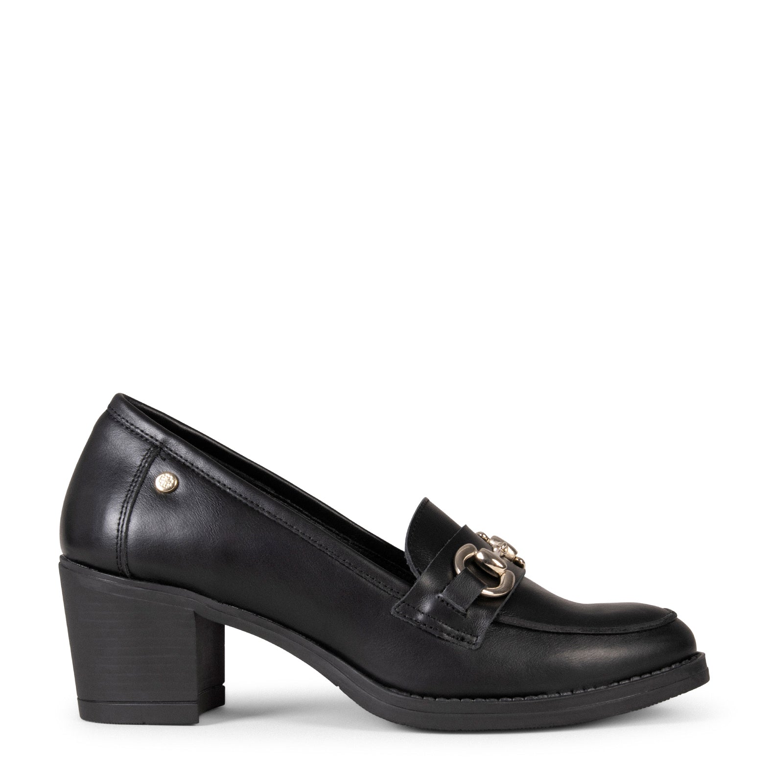 FABIOLA - Mocasines con tacón de napa NEGRO