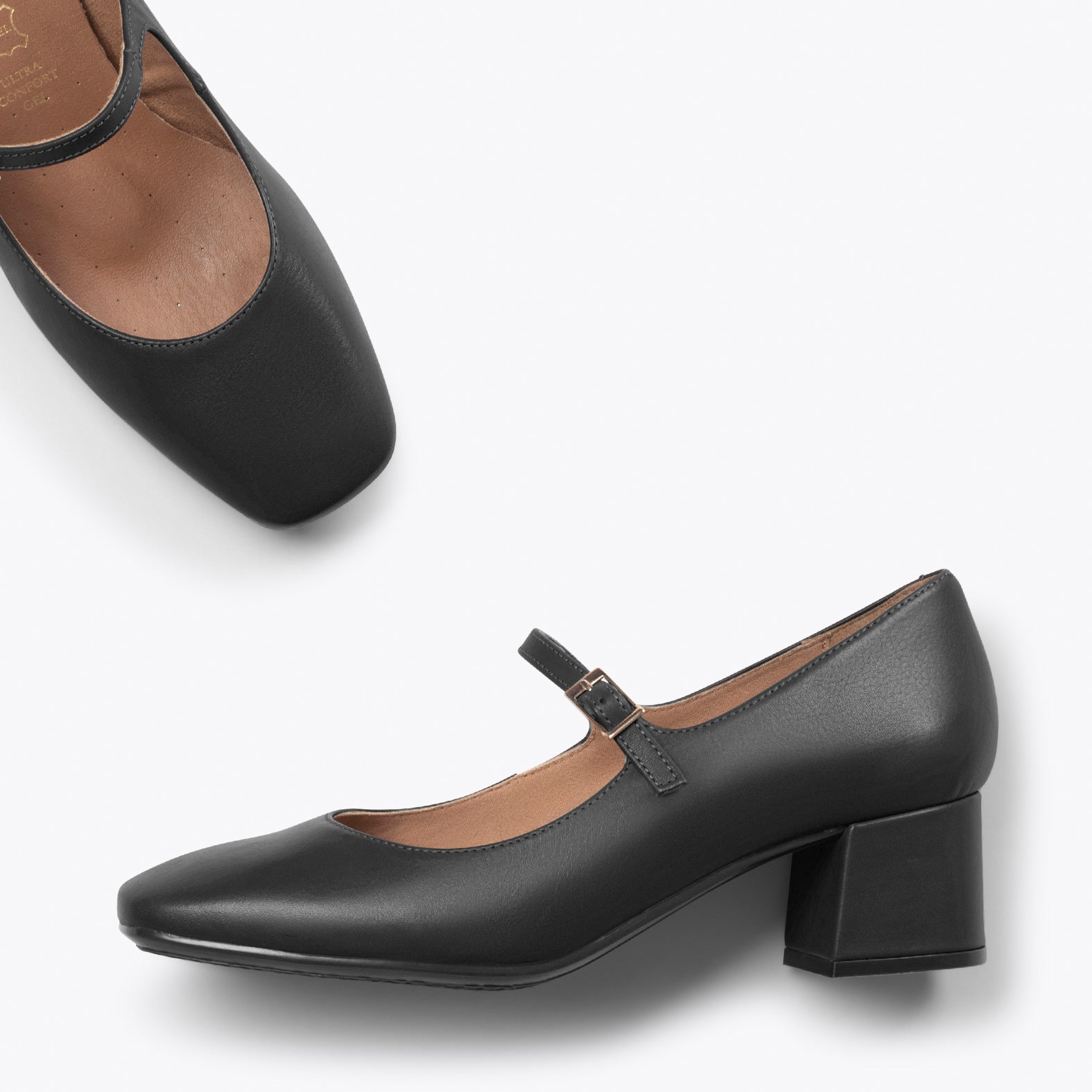 BELLA - Zapatos con pulsera y puntera cuadrada NEGRO