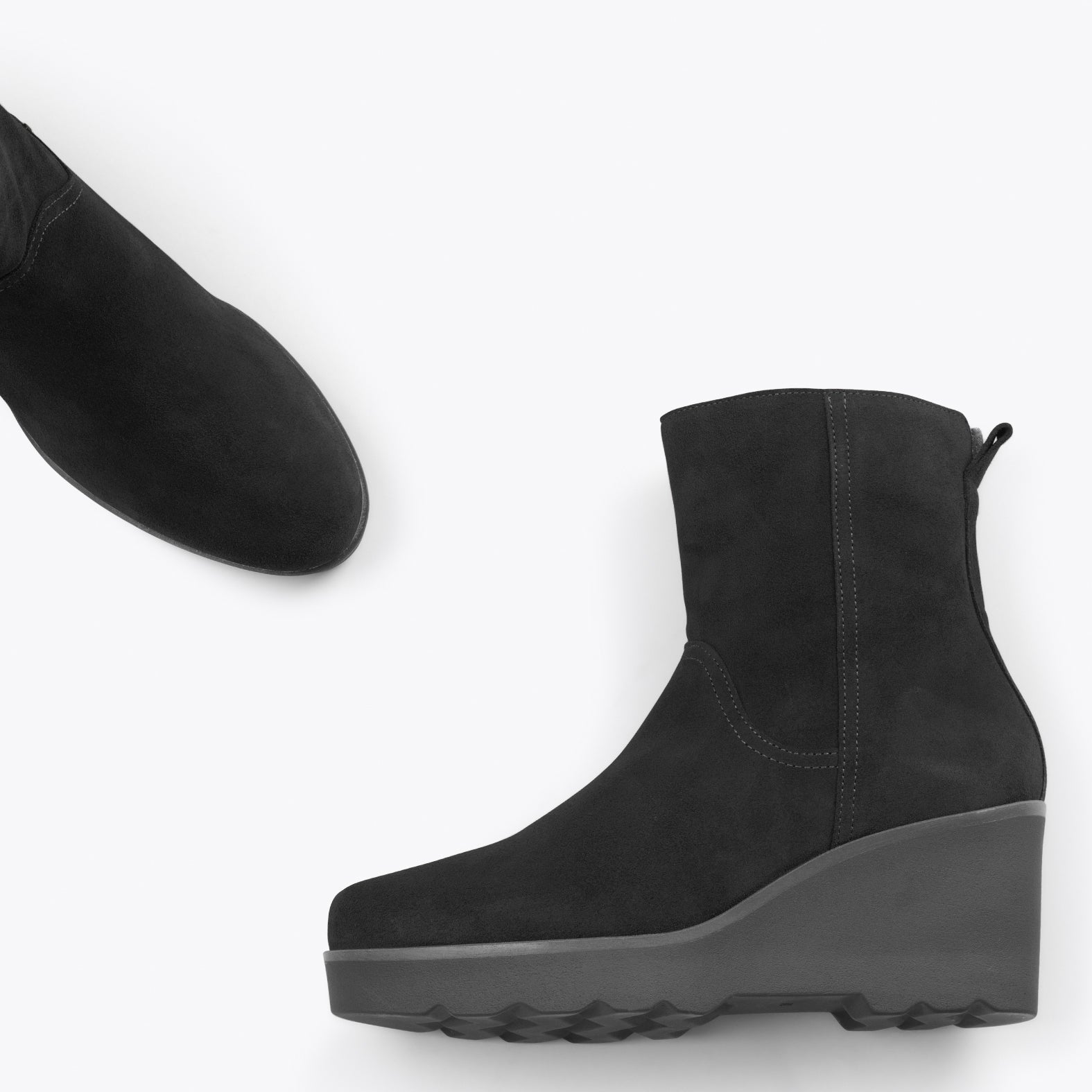 JEANS – Botines con caña media y plataforma NEGRO