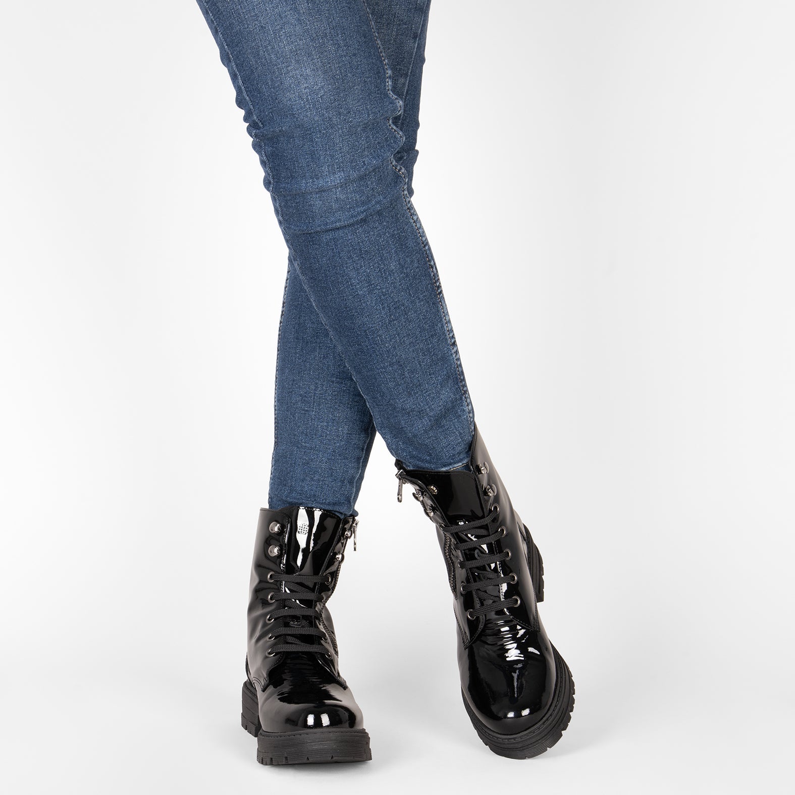 MILITAR – Botas militares de mujer NEGRO CHAROL