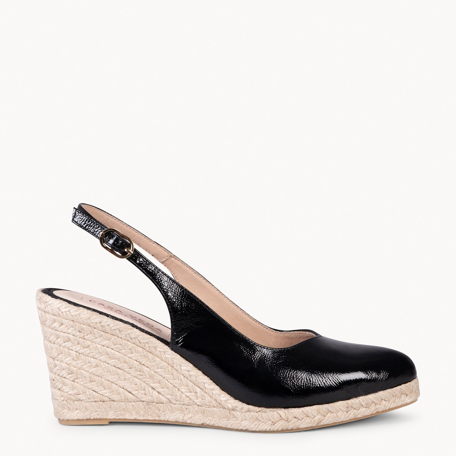 ALBA - CUÑA NEGRA DE YUTE PULIDO DE PIEL